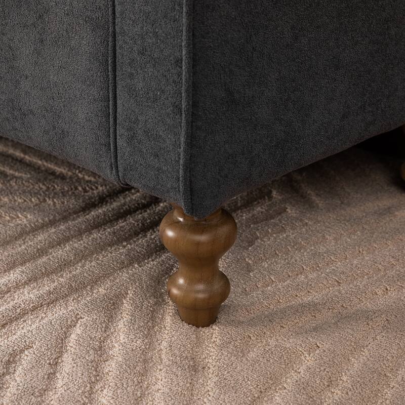 odern Upholstered Storage Bench , Napped fabric Bed End Foot Stool With Rolled Armrest