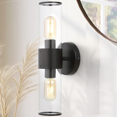 Cillian 15.5" 2-Light Mid-Century Modern Iron/Acrylic LED Sconce, by JONATHAN Y