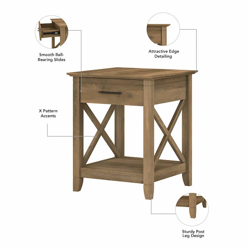 Key West Coastal Box Drawer Nightstand by Bush Furniture