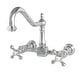 preview thumbnail 11 of 12, Kingston Brass Heritage 1.8 GPM Wall Mounted Bridge Kitchen Faucet Polished Chrome