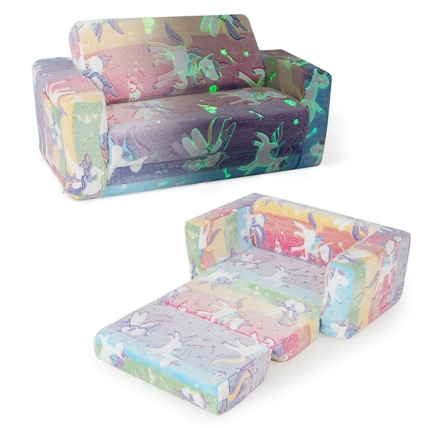 slide 2 of 6, 2-in-1 Toddler Couch Foam Kids Convertible Sofa Toddler Couch Lounger Multi