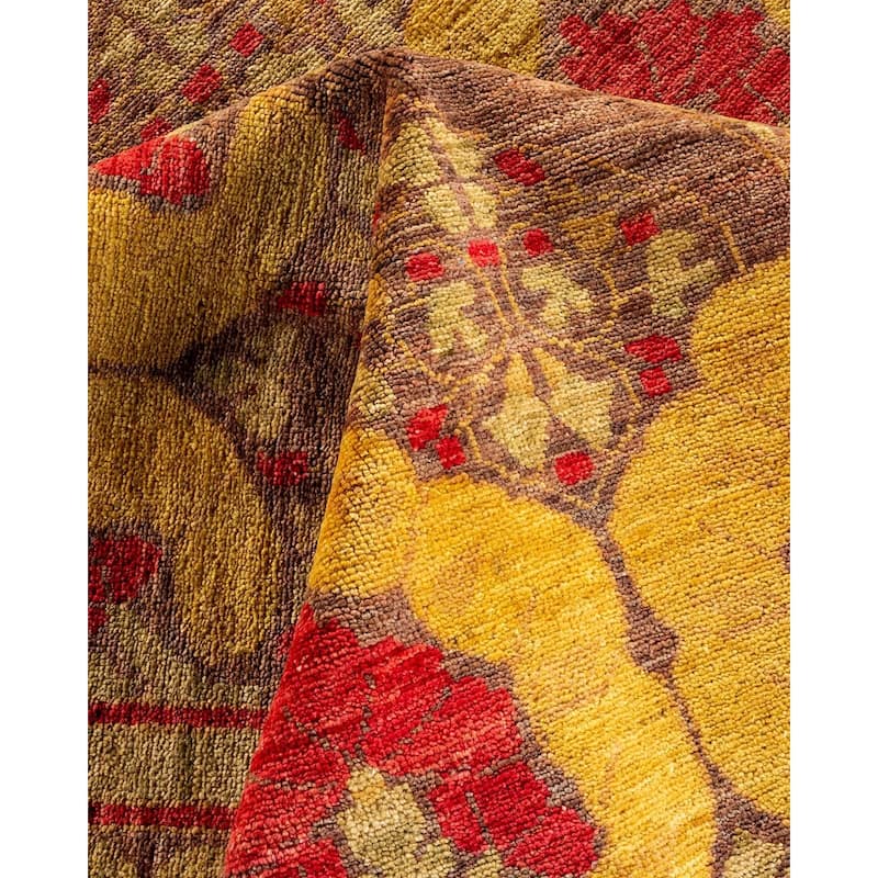 Overton Hand Knotted Wool Vintage Inspired Modern Contemporary Arts & Crafts Gray Area Rug - 9' 10" x 12' 6"