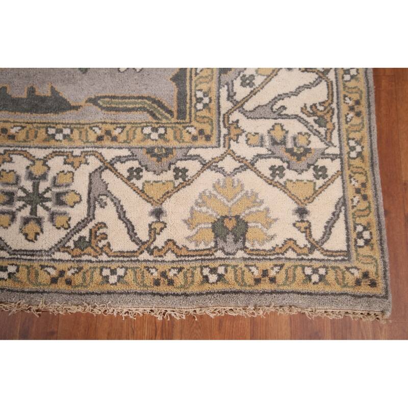 Gray Oushak Indian Rug Hand-Knotted Wool Carpet - 8'0"x 9'8"