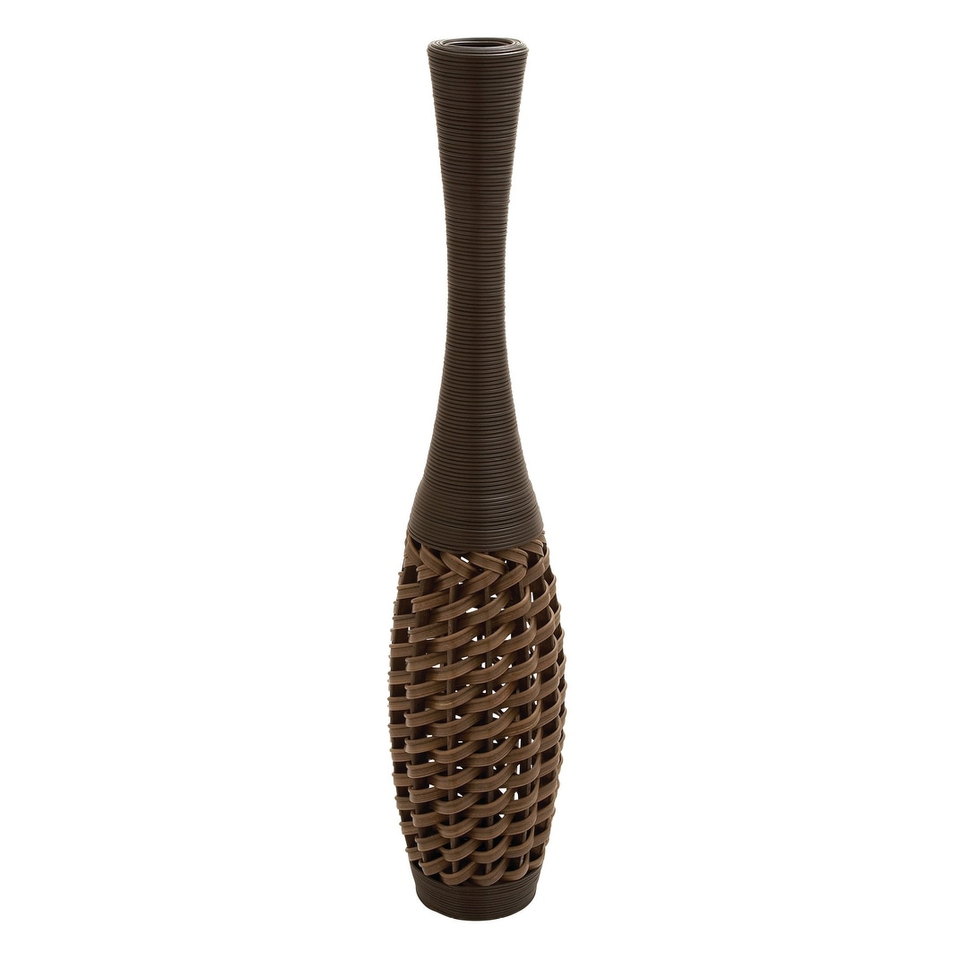 Rattan Tall Woven Floor Vase - Brown - Roche River Decor - 12"Wx12"Lx48"H