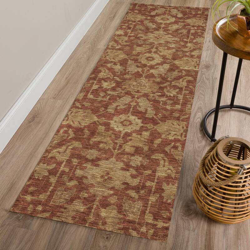 Machine Washable Indoor/ Outdoor Casual Traditional Chantille Rug