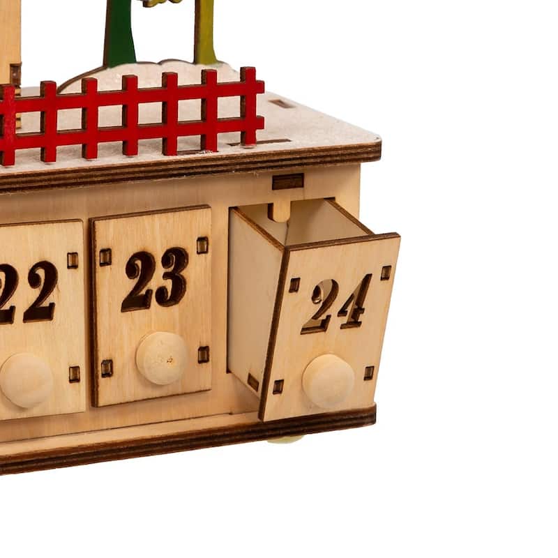 Kurt Adler 6.7-Inch Light-Up Christmas Village With Advent Calender - Brown
