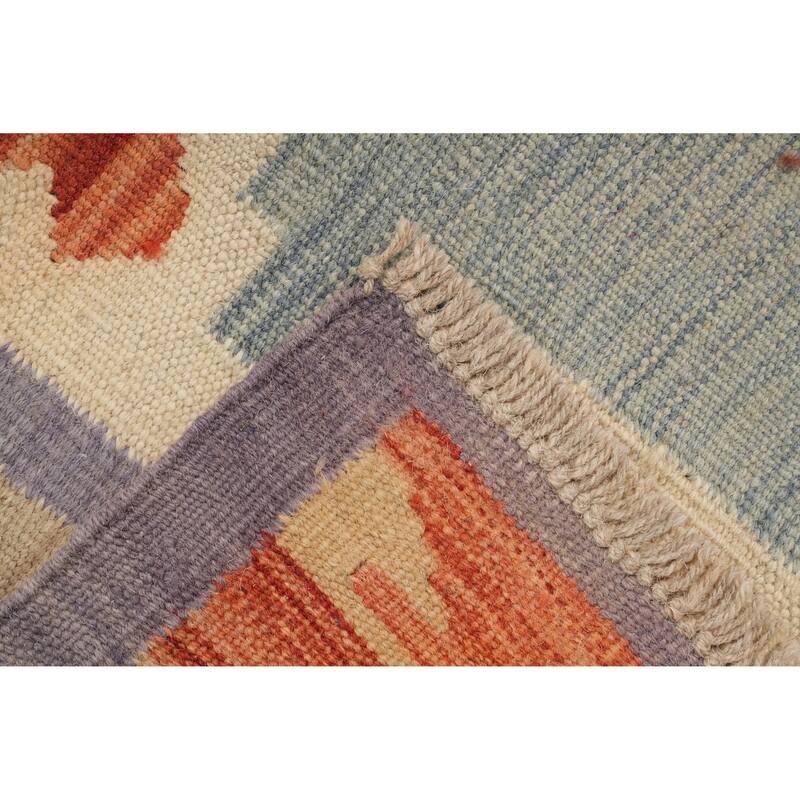 Hand Woven Oriental 100% Wool Carpet Southwestern Tribal Multi-Colored Kilim Area Rug - 6' 9'' X 4' 9''