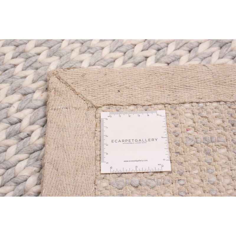 ECARPETGALLERY Braid weave Sienna Grey Wool Rug - 2'3 x 7'6