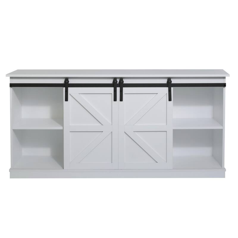 Farmhouse TV Stand for up to 60" with Sliding Barn Door