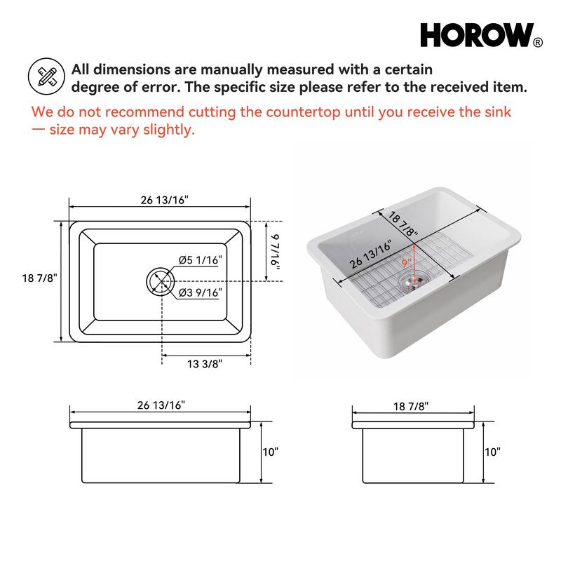 CozyStream 27 in. Undermount/Drop-In Single Bowl White Fireclay Kitchen Sink