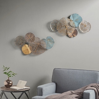 Multi Colored Lily Pad Leaves 2 Piece Metal Wall Decor Set