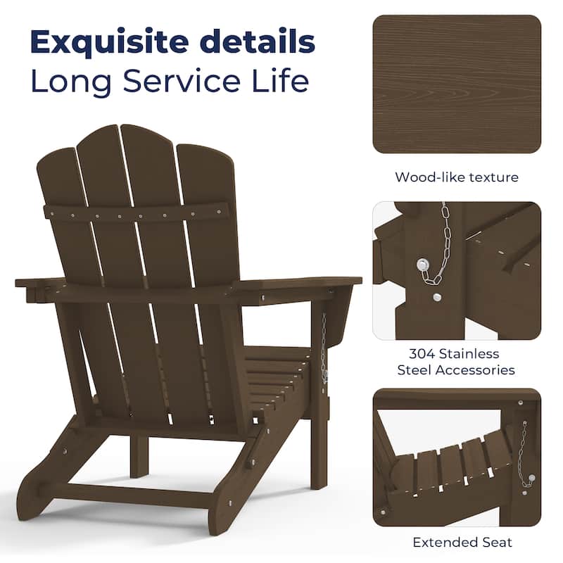 Outdoor HDPE Folding Classic Adirondack Chair All-Weather