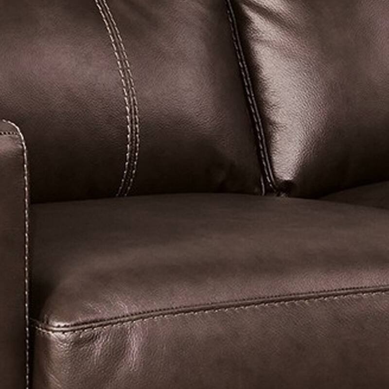 Orion Loveseat, Dark Brown Tufted Real and Faux Leather Seats, 62 Inch