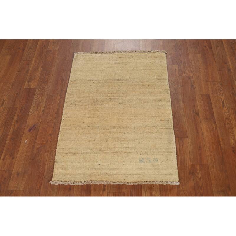 Contemporary Gabbeh Oriental Foyer Rug Hand-Knotted Solid Wool Carpet - 2'2"x 3'0"
