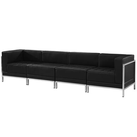 LeatherSoft 4 Piece Modular Lounge Set with Taut Back and Seat - 113"W x 28.5"D x 27.25"H
