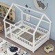 preview thumbnail 6 of 9, White Full Size Pine Floor Bed with House Roof & Guardrails