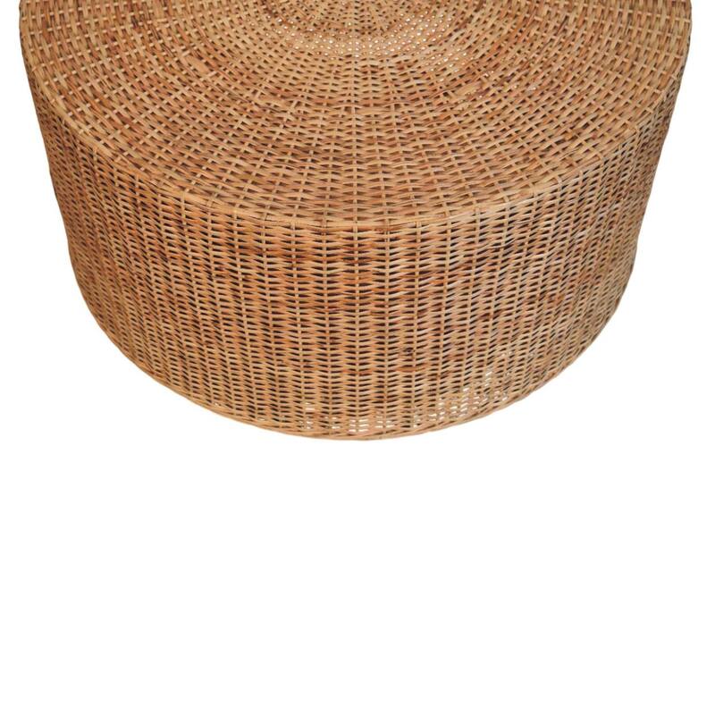 Artisan Furniture Solid Wood Regency Round Woven Coffee Table ,Brown,