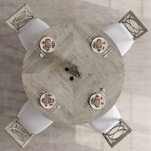Farmhouse Round Kitchen Dining Table with Wooden Top(Only Table)