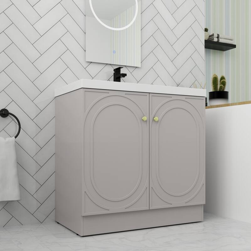 ARTCHIRLY 24/30/36 Inch Bathroom Vanity with Sink, Freestanding Bathroom Vanity with Soft Close Door and Adjustable Shelf