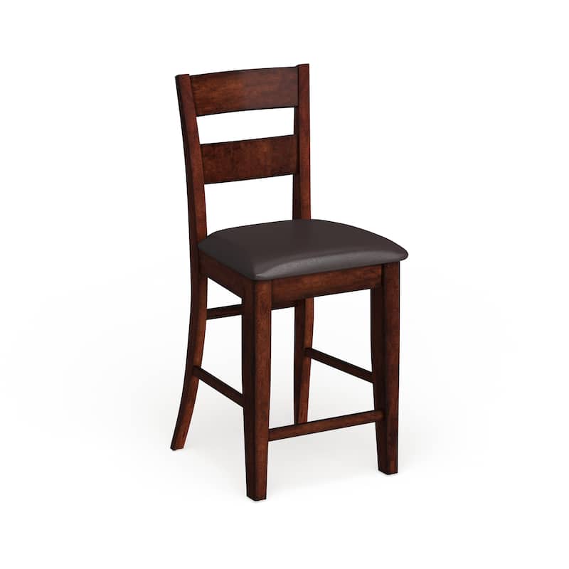 Paur Farmhouse Brown Wood Counter Height Stools (Set of 2) by Furniture of America - Dark Cherry