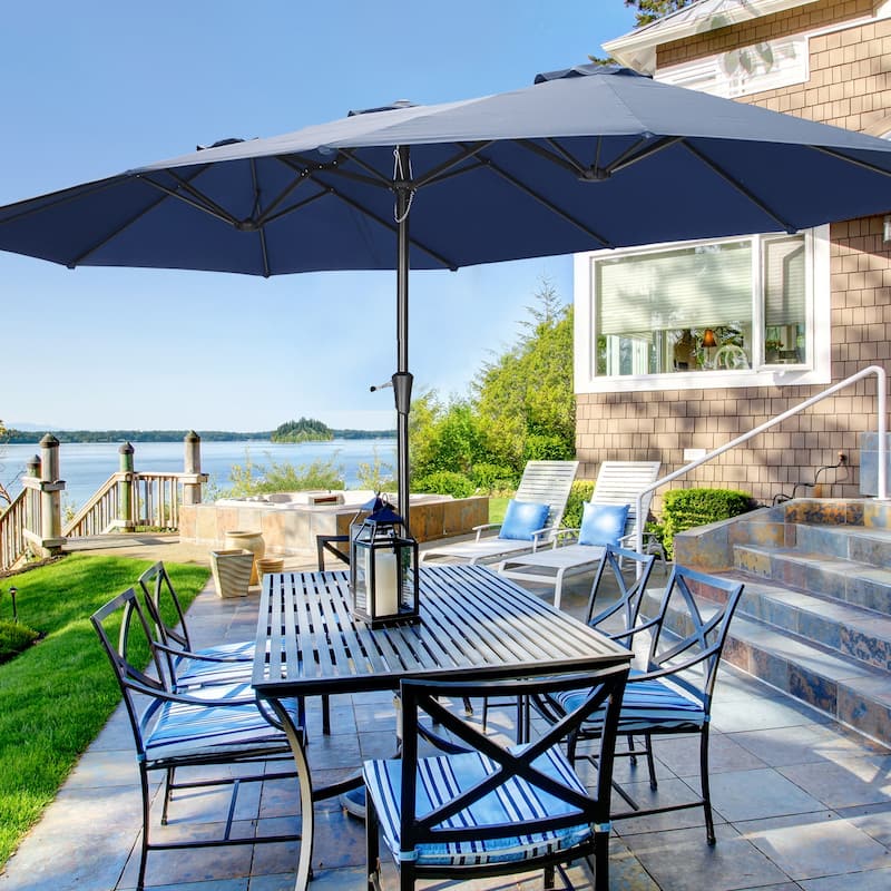 Ainfox 15Ft Patio Umbrella with Crank Without Base - Navy Blue