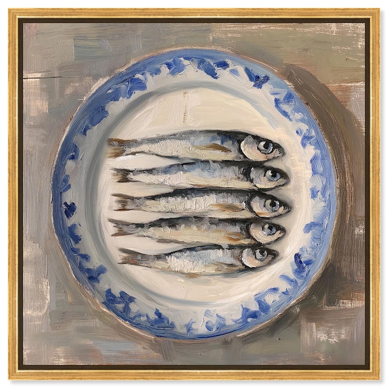 Sardines Still Life Canvas by Art Remedy - Gold - 24" x 24"