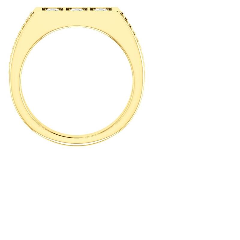 Gold 1/2 Ct 3-Stone Mens Braided Heavy Weight Ring Wedding Band