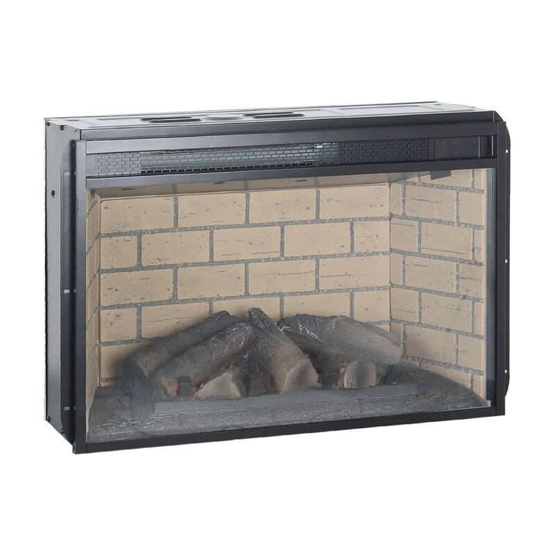 Antique Black 26-Inch Infrared Quartz Heater Fireplace Insert with Brick Design and Remote Control
