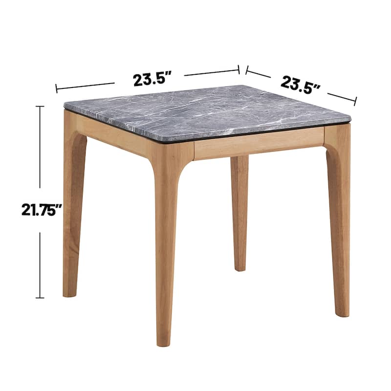 2-piece Coffee and End Table Set with High-pressure Laminate Tops in Grey and Natural Brown - 2 Piece