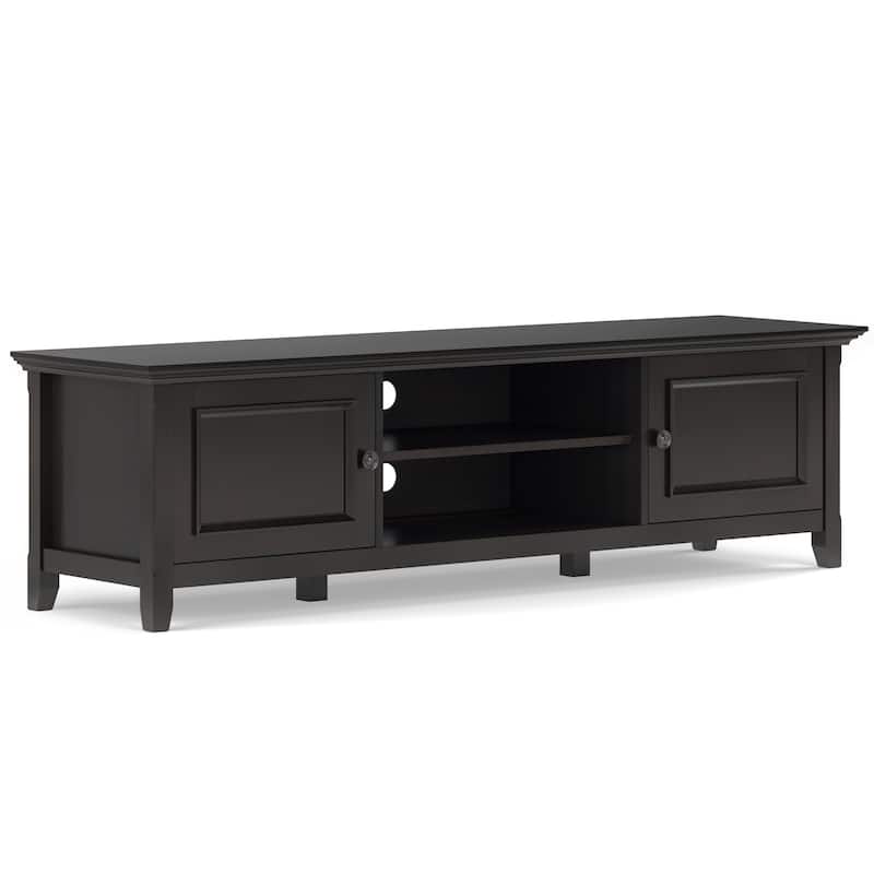 WYNDENHALL Halifax SOLID WOOD 72 inch Wide Transitional TV Media Stand in Hickory Brown For TVs up to 80 inches