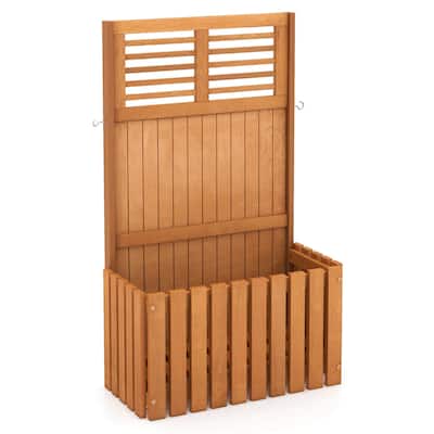 Costway 1/2 PCS Wooden Plant Stand Raised Garden Bed with Trellis &