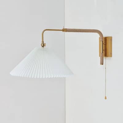16 Inch 1 light bedroom wall sconce, rotatable arm, gold finish