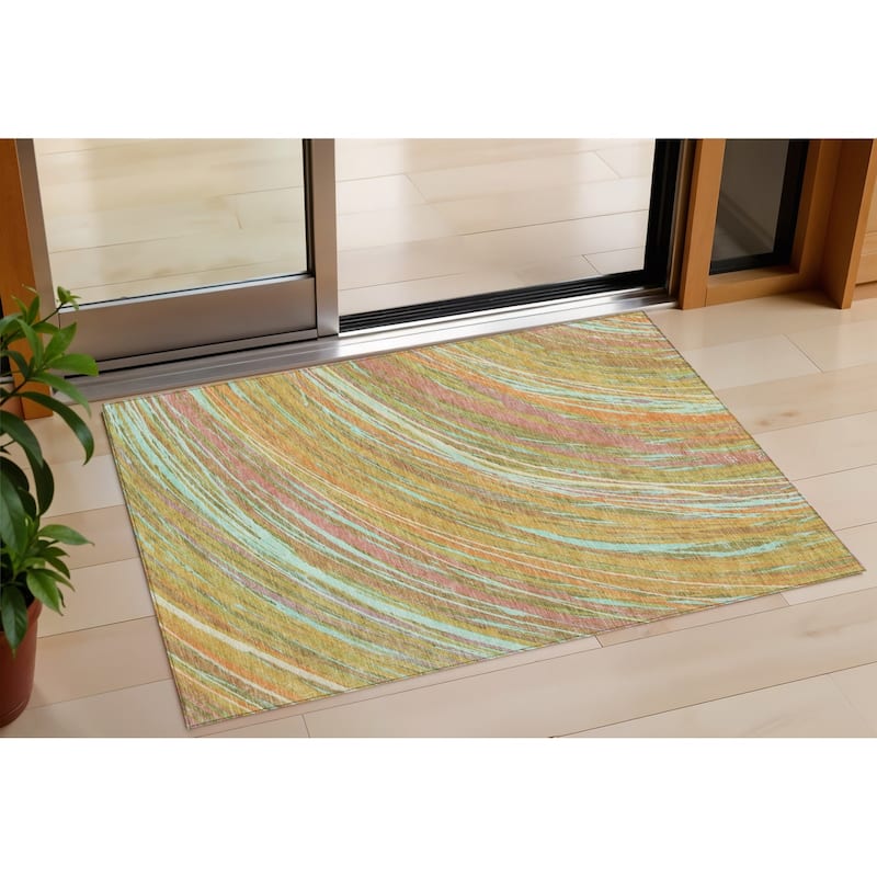 HomeRoots Abstract Transitional Rectangle Outdoor Rug - 3' x 5'