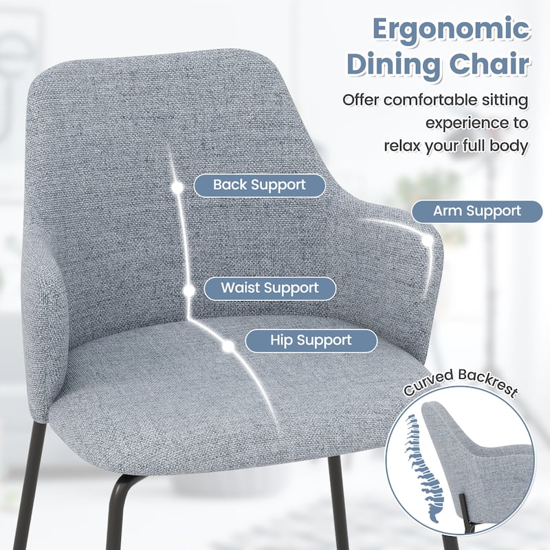 Gymax 4 PCS Dining Chairs Set of 2 w/ Curved Backrest Wide Seat &