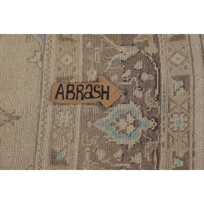 Hand Knotted Oriental 100% Wool Carpet Traditional Floral Beige & Ivories Tabriz Area Rug - 11' 2'' X 7' 7''