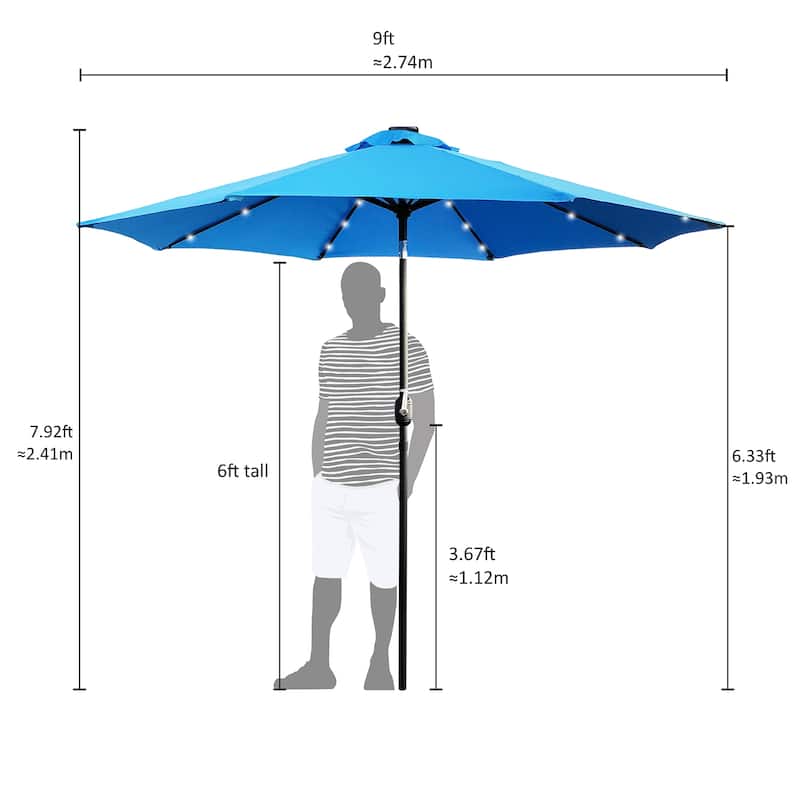 Maypex 9-foot Solar Led Lighted Patio Umbrella