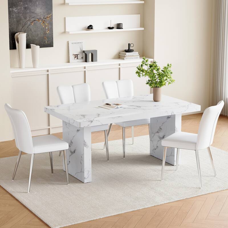 Round Dining Table with Double-Laye Storage, Wood and Black Fan Panels, Rust Proof Metal Legs, Non-Slip Mats