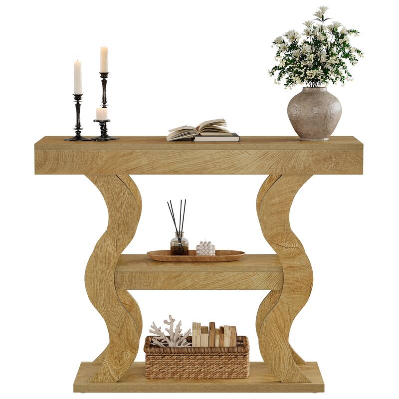 3-Tier Small Console Table for Entryway, 41" Narrow Wood Sofa Table