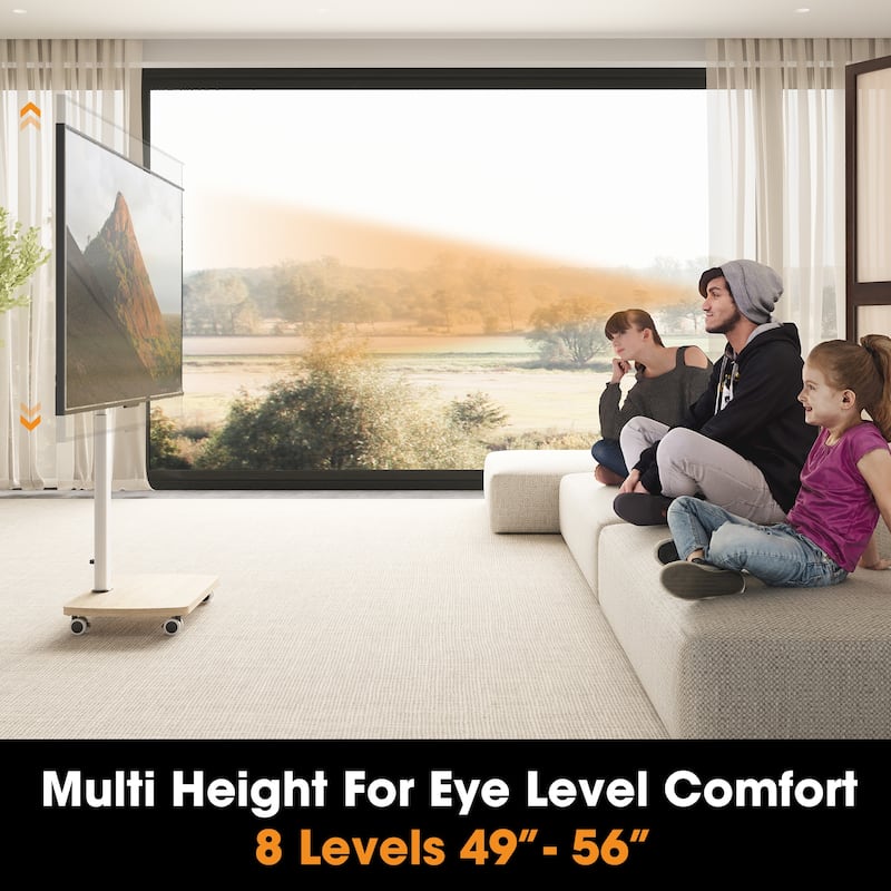 AOKCOS Modern Rolling TV Stand with Wheels for 43 to 75 inch TVs