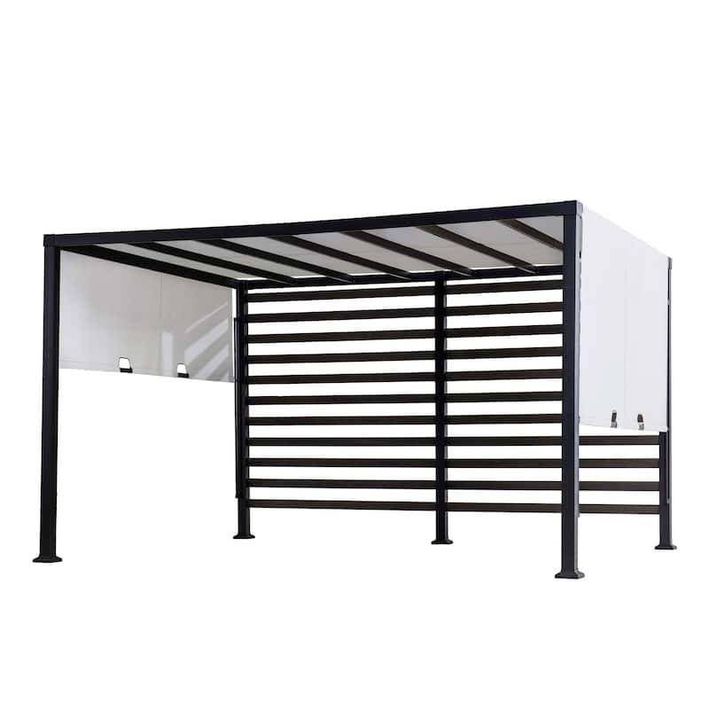 Sunjoy 10 ft. x 12 ft. Modern Metal Pergola with White Adjustable Garden Shade