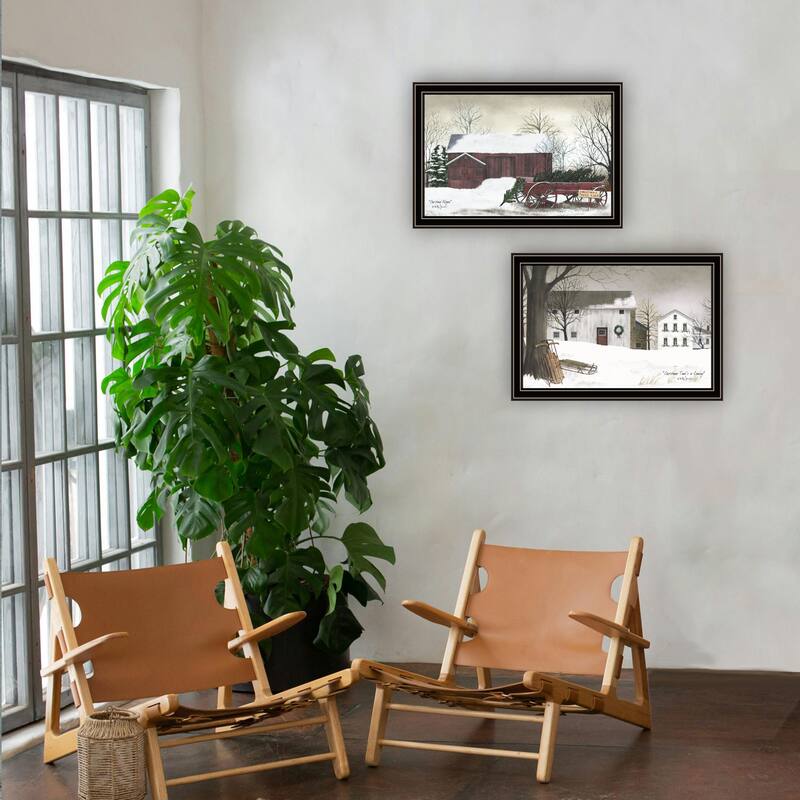 2-Piece Framed Wall Art Set - Christmas Time with Family, Black Frame