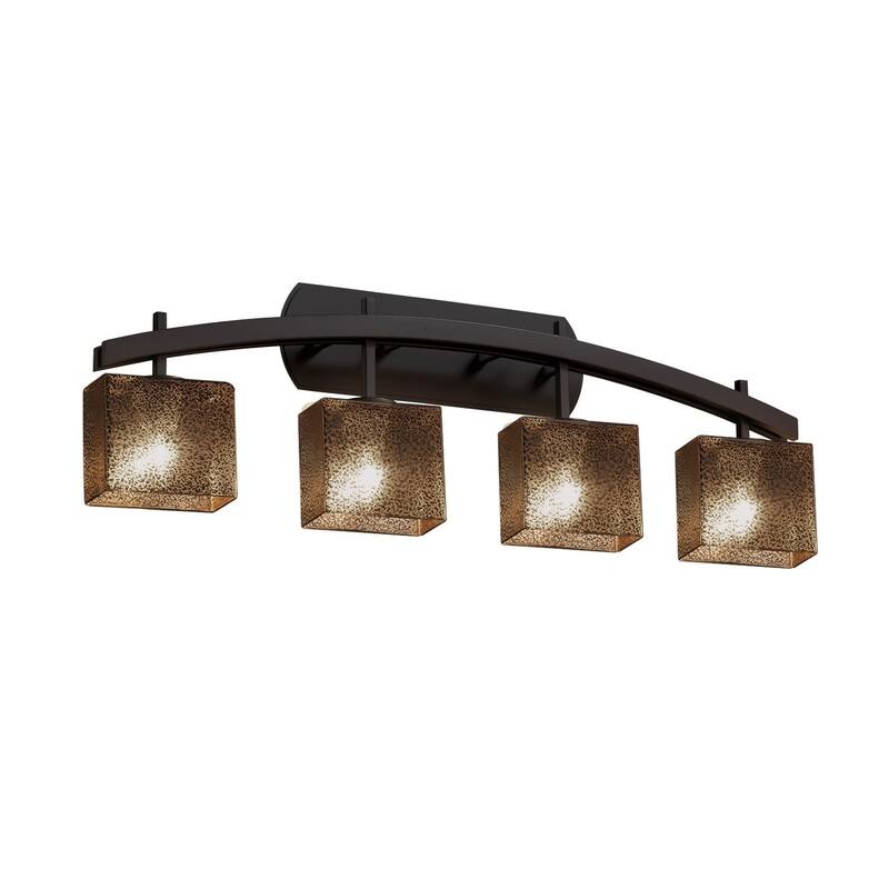Justice Design Fusion Archway 4-light Dark Bronze Bath Bar, Mercury Rectangle Shade - Dark Bronze, Mercury Glass