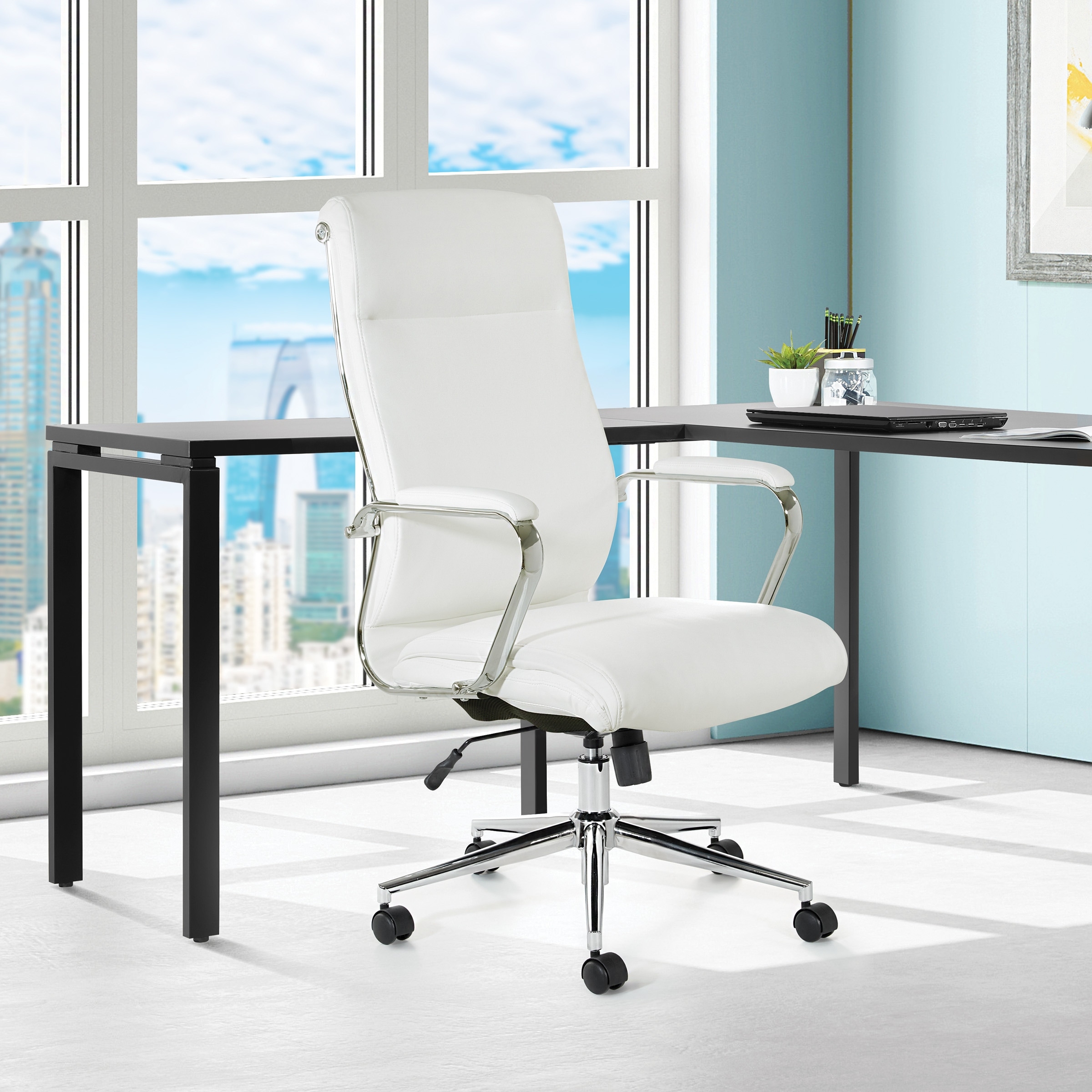 OSP Antimicrobial Fabric Office Chair with Lumbar Support and Adjustable Height