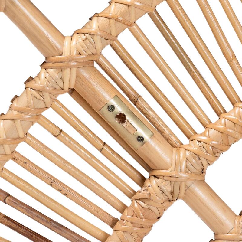 Natural Rattan Headboard - Handwoven Wicker Wall-Mount Headboard in Half-Moon Shape, Coastal Boho Bedroom Backdrop, Queen