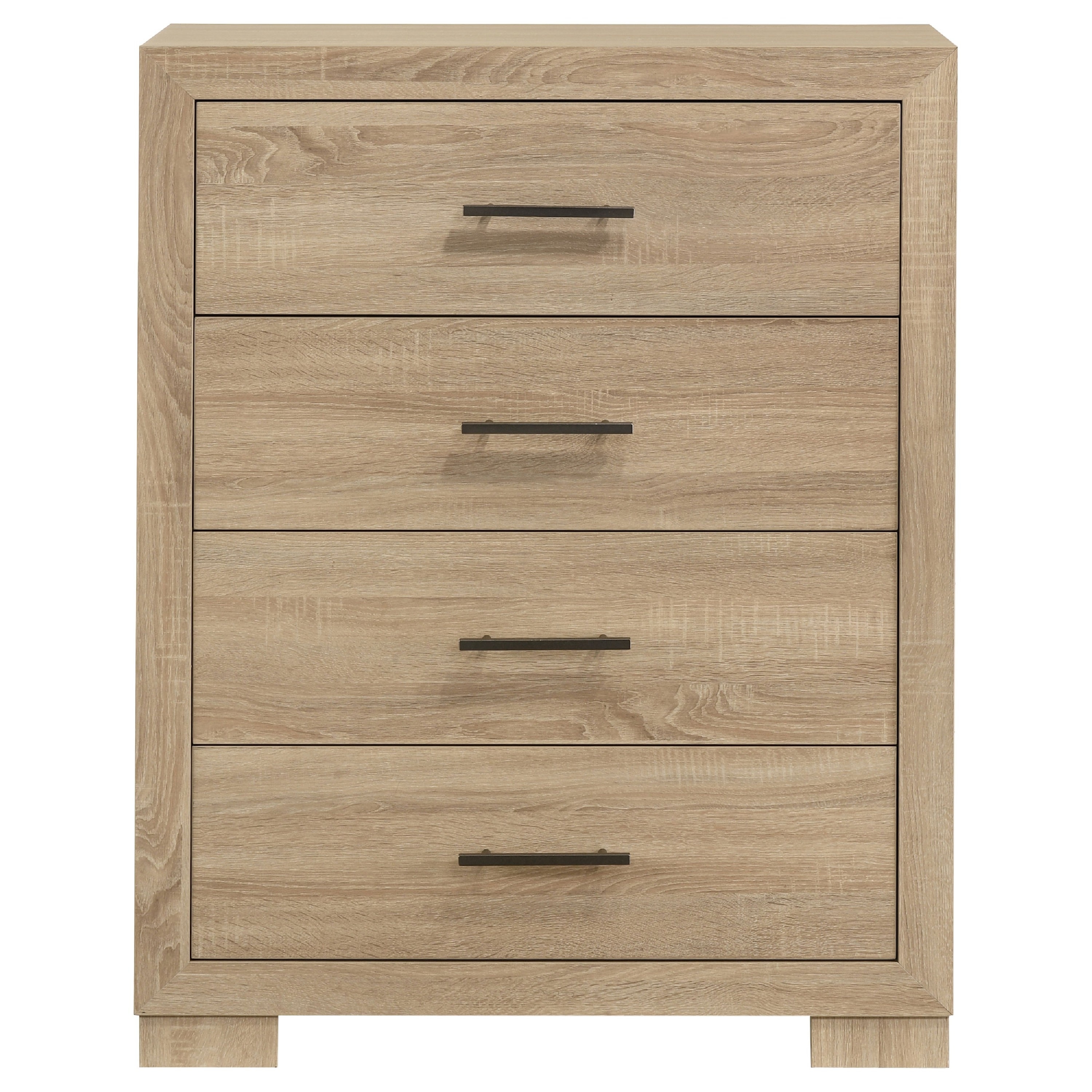 Poxy Tall Dresser Chest with 4 Drawers, Nickel Metal, Oak Brown Wood