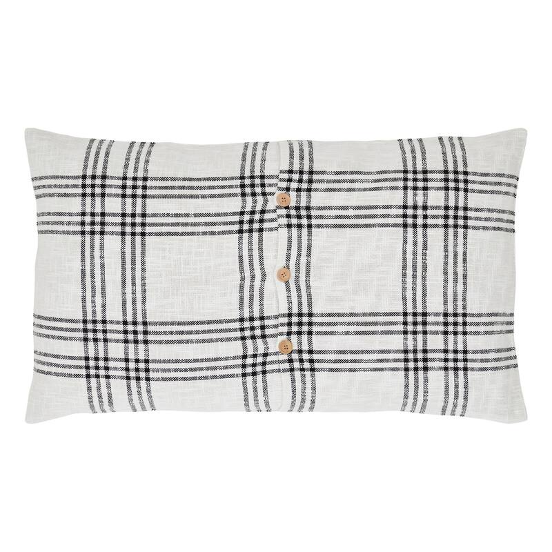 Black Plaid King Sham 21x37