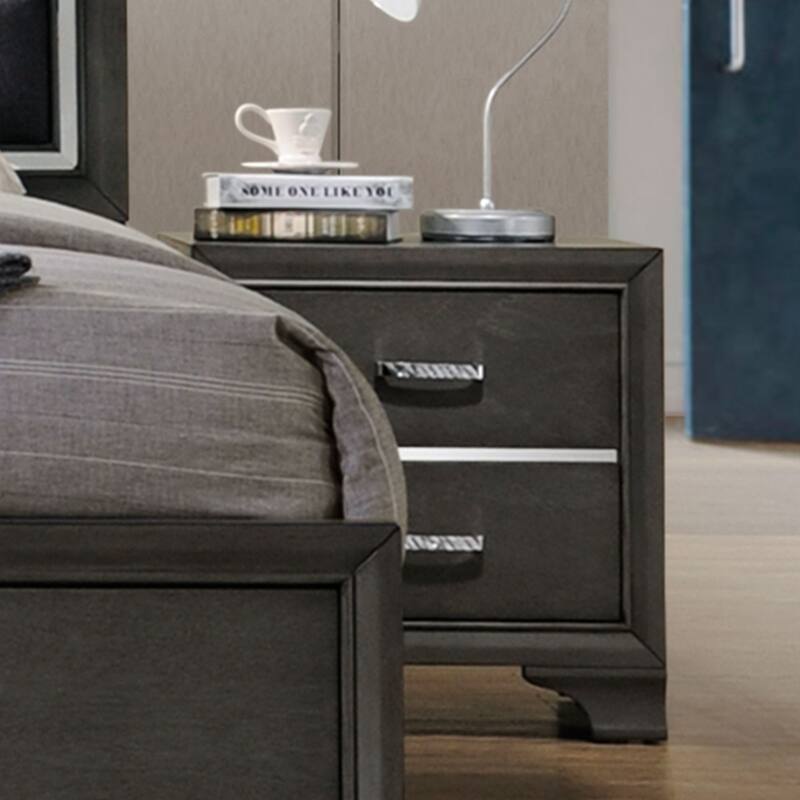 Contemporary night stand- Grey & wood finish