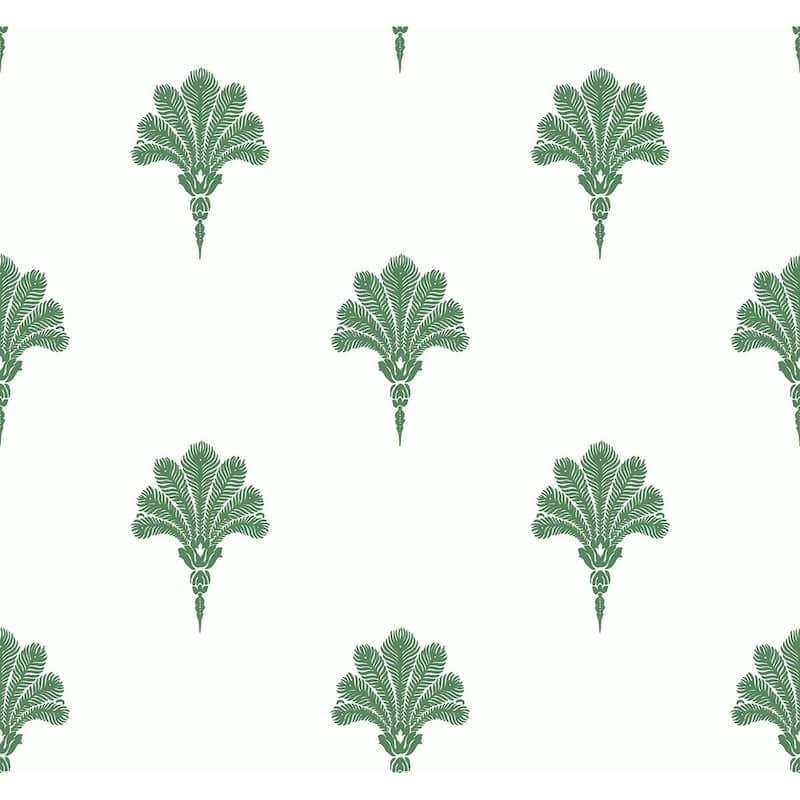 Seabrook Designs Beach House Summer Fan Unpasted Wallpaper - 27 in. W x 27 ft. L - Greenery