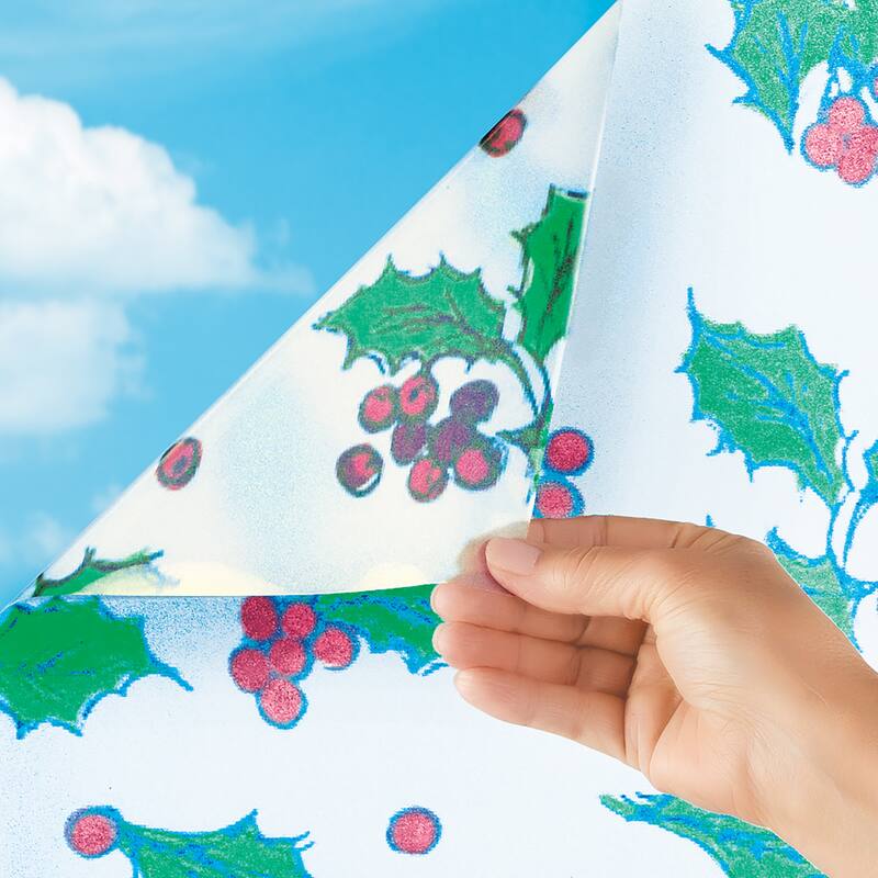 Holly Berries Cut-to-Fit Holiday Window Cling - 59.25 x 0.01 x 17.5 - White - 59.25 x 0.01 x 17.5