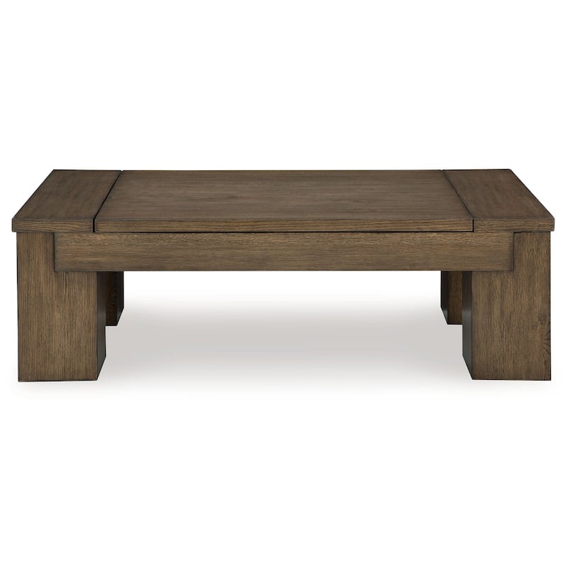 Wain Lift Top Cocktail Coffee Table, 54 Inch Rustic Brown Solid Wood